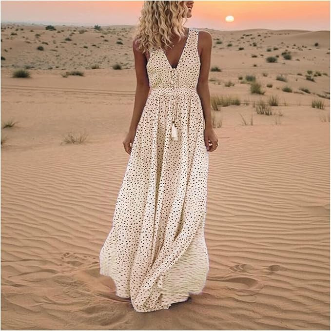 Ismena | Boho Polka Dot Maxi Dress