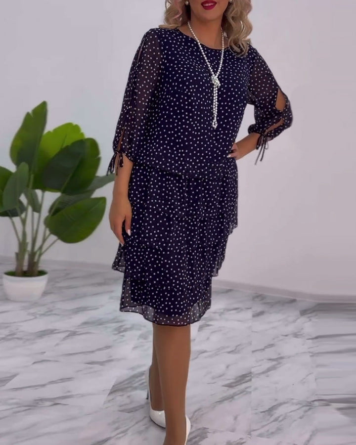 Sophia | Women's Tiered Polka Dot Dress with Split Sleeves