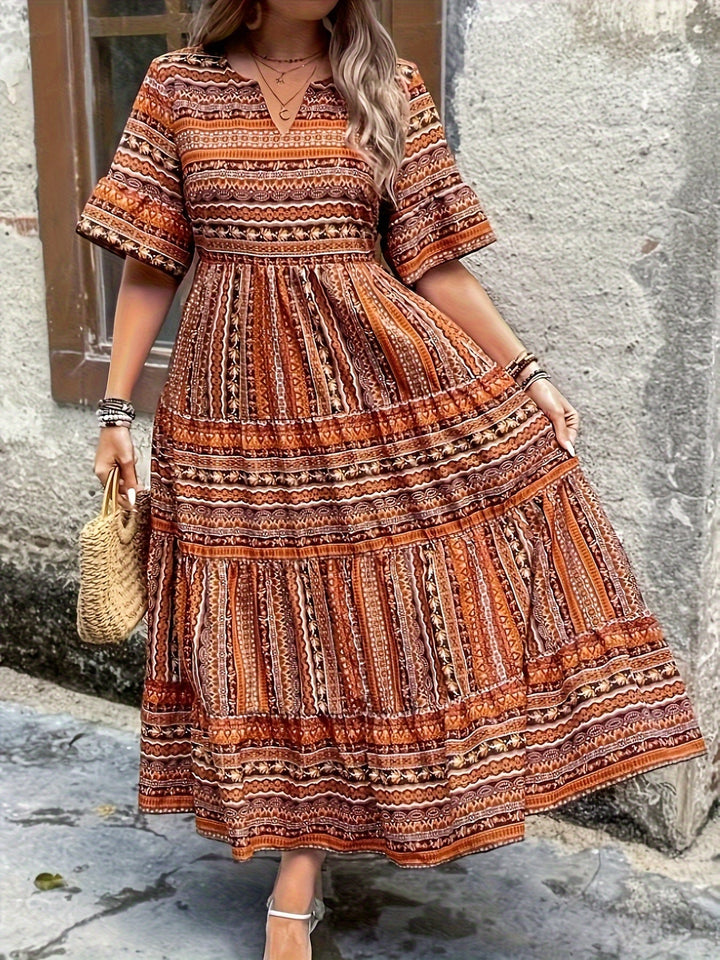 Sylpha | Elegant Ethnic Print Bohemian Dress