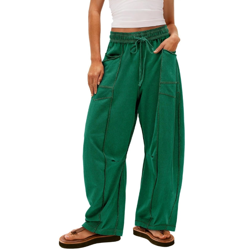 Vera | Women's Wide-Leg Cargo Pants High-Rise Drawstring Trousers