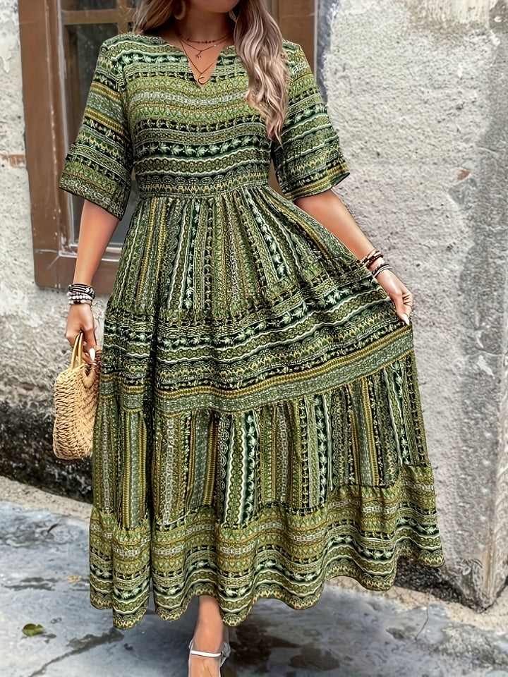 Sylpha | Elegant Ethnic Print Bohemian Dress