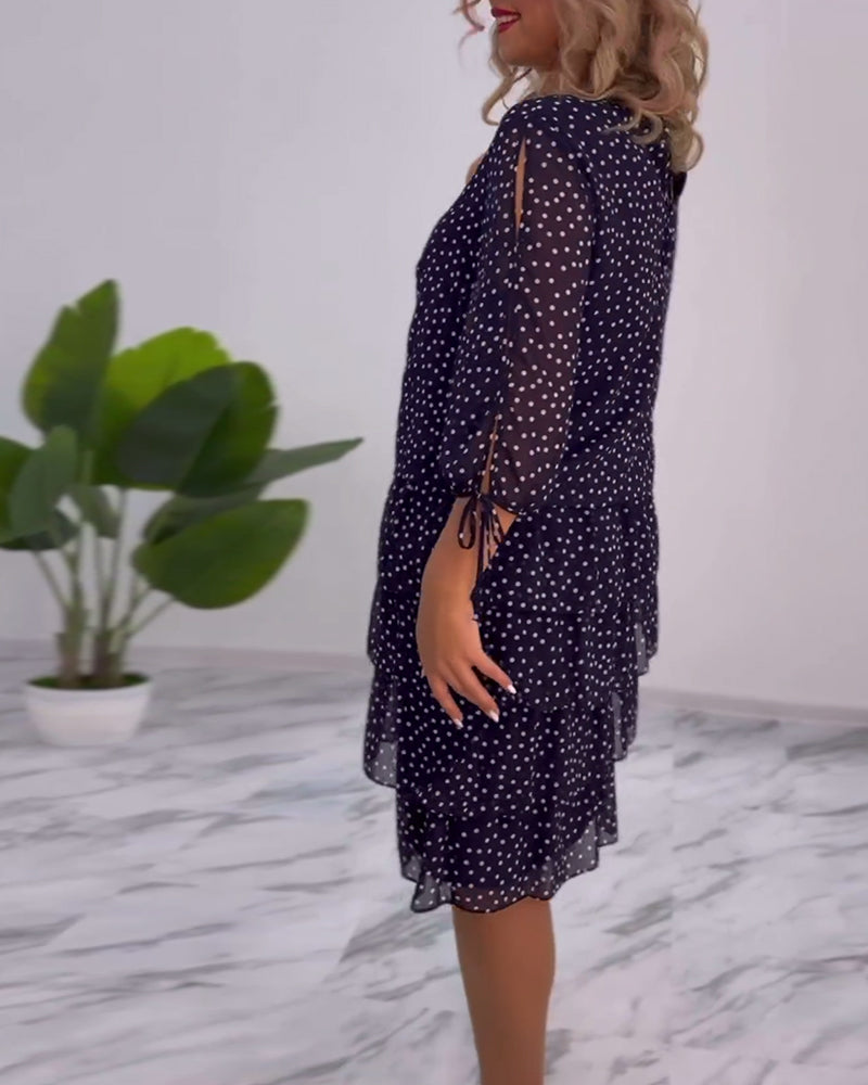 Sophia | Women's Tiered Polka Dot Dress with Split Sleeves