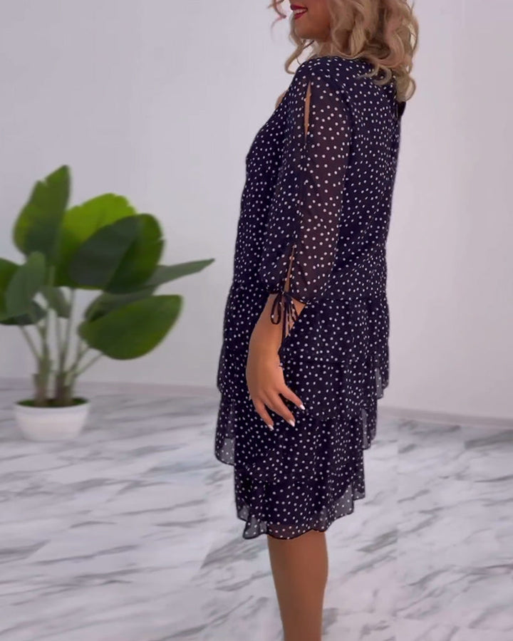 Sophia | Women's Tiered Polka Dot Dress with Split Sleeves
