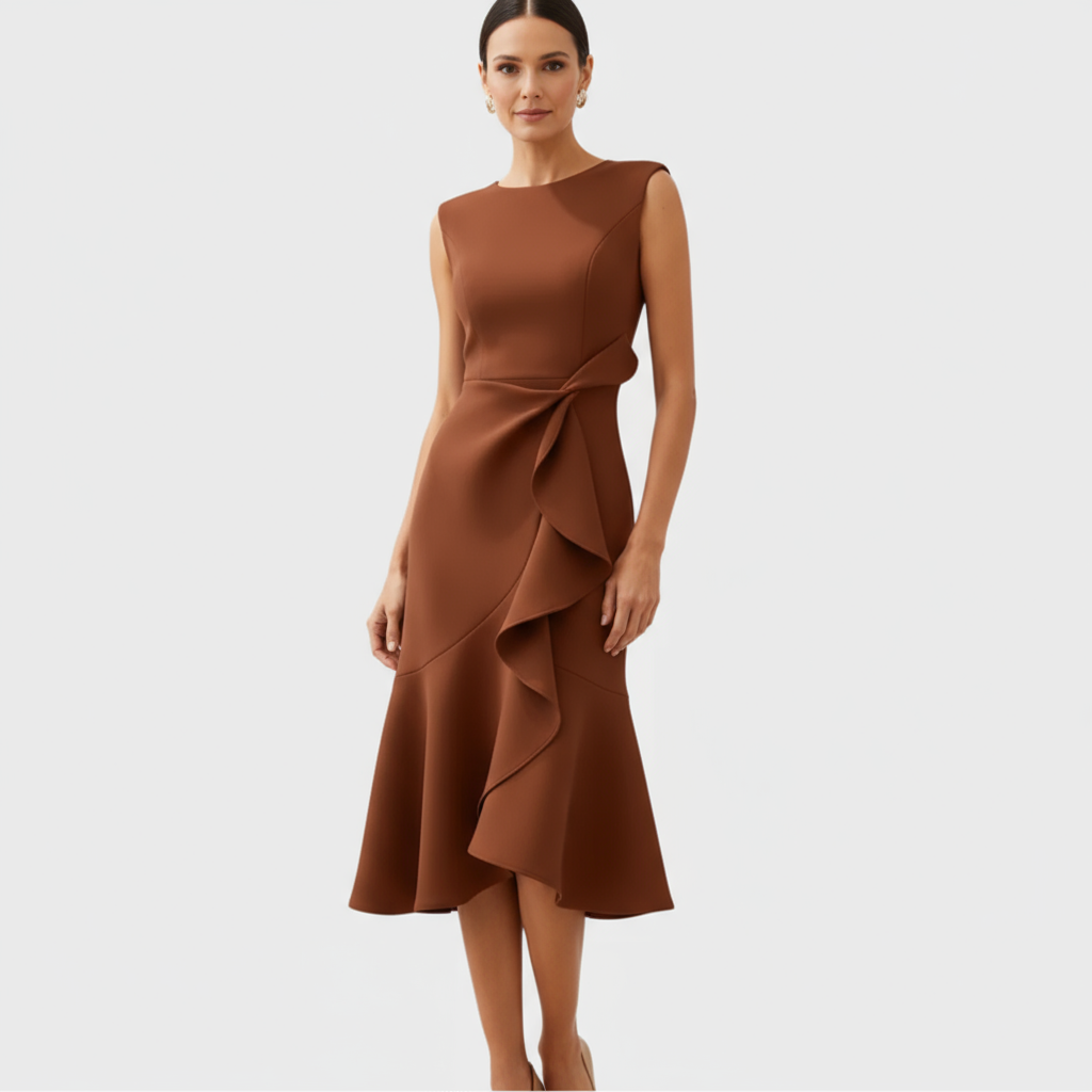 Sheila™ | Draped Asymmetric Midi Dress