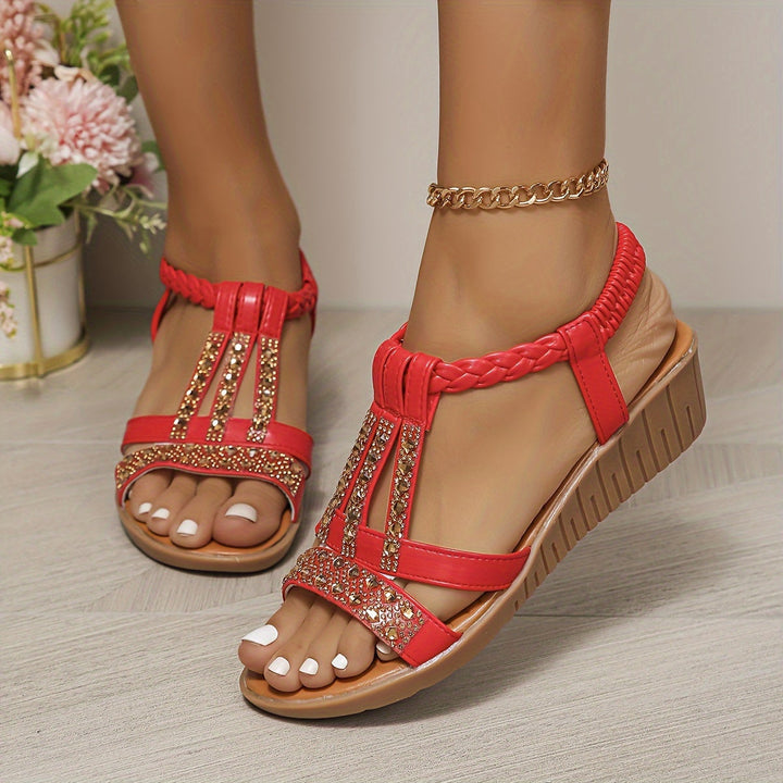 Elara™ | Crystal Braided Sandals