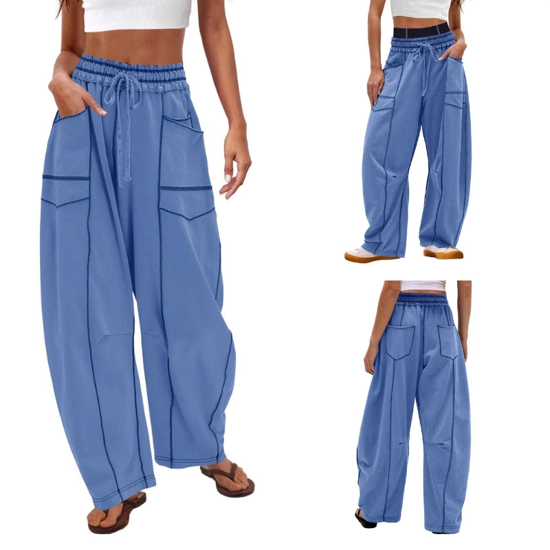 Vera | Women's Wide-Leg Cargo Pants High-Rise Drawstring Trousers