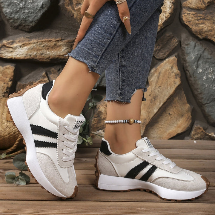 Riley | Women's Retro Platform Sneakers Lace-Up Casual Trainers