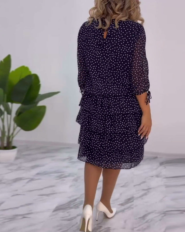 Sophia | Women's Tiered Polka Dot Dress with Split Sleeves