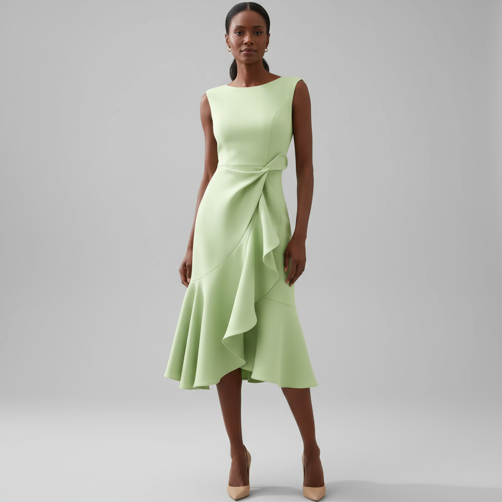 Sheila™ | Draped Asymmetric Midi Dress