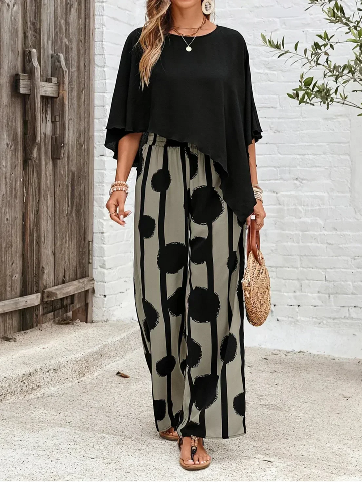 Nora | Women's Two-Piece Set Wide Leg Pants Oversized Top