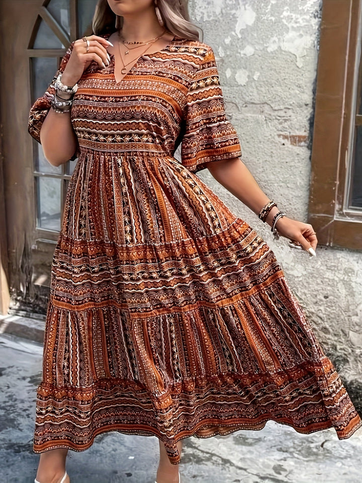 Sylpha | Elegant Ethnic Print Bohemian Dress