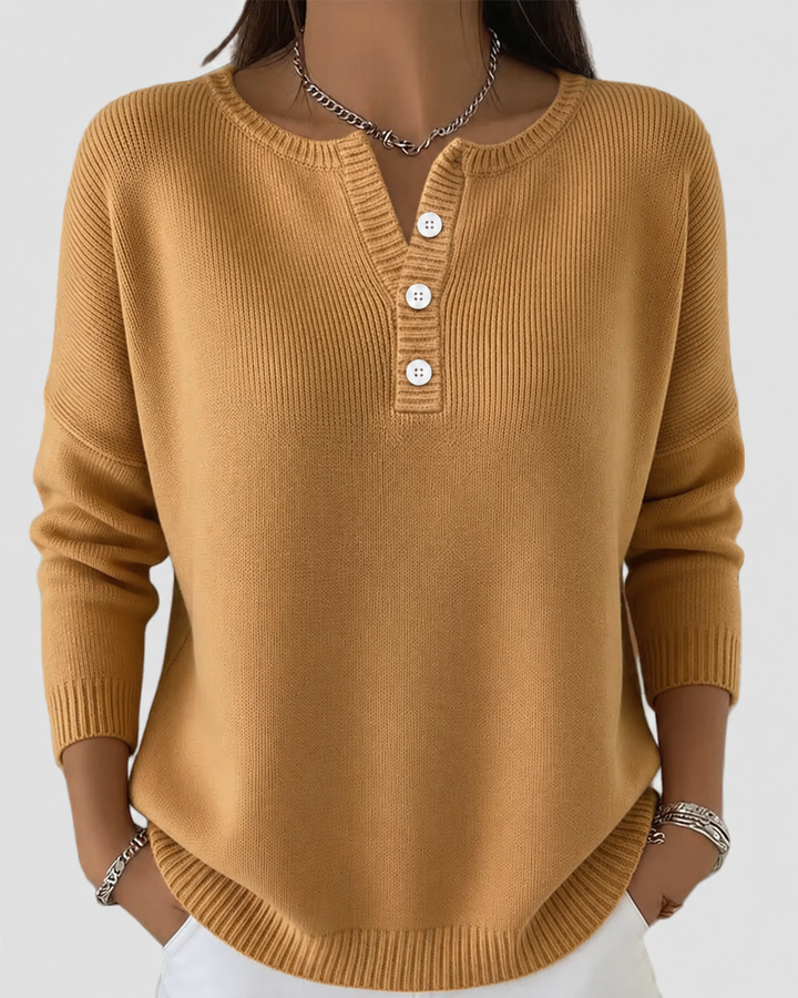 Bronwen | Women's Long Sleeve Henley Sweater