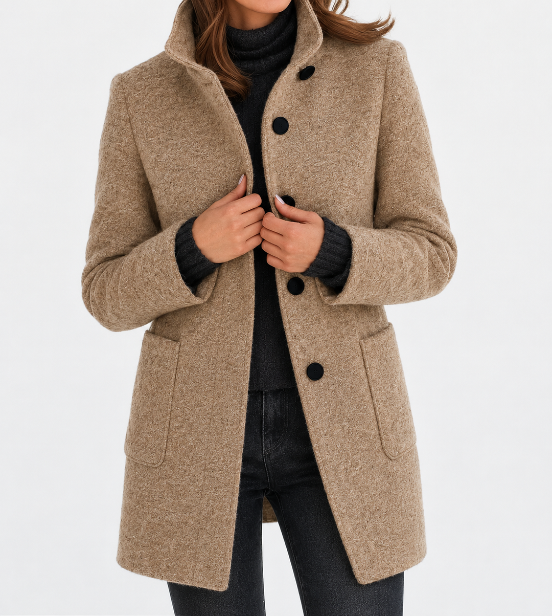 Persephone | Women's High Collar Button Front Coat