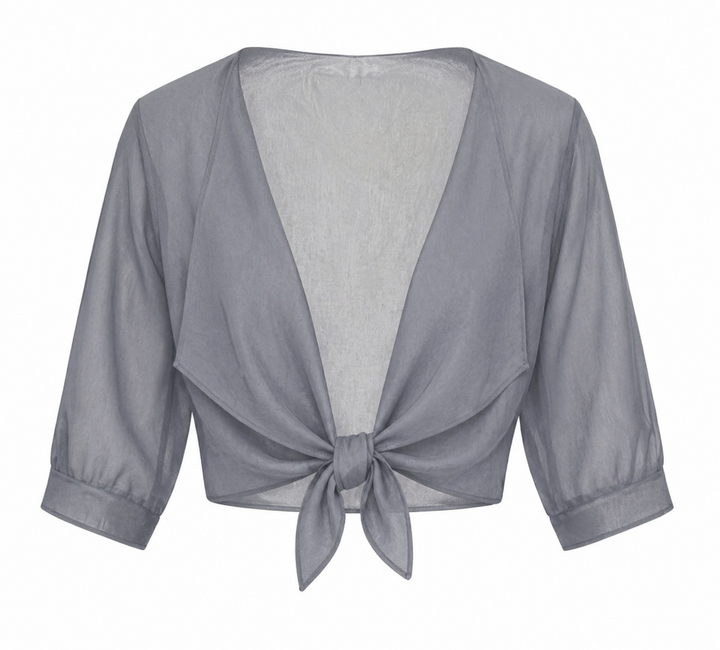 Dahlia | Women's Sheer Chiffon Tie Front Crop Cardigan Top