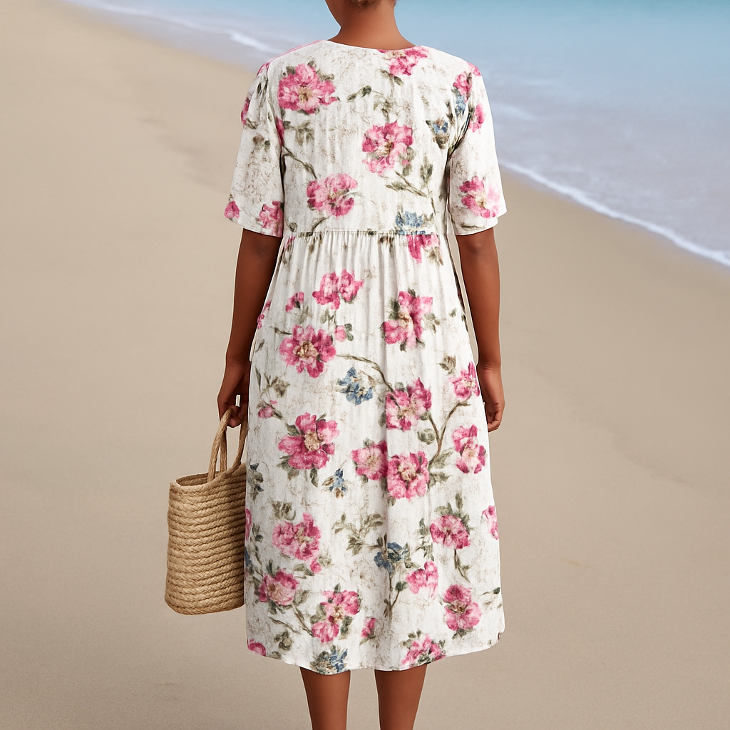 Addison™ | Vintage-Inspired Floral Linen Dress