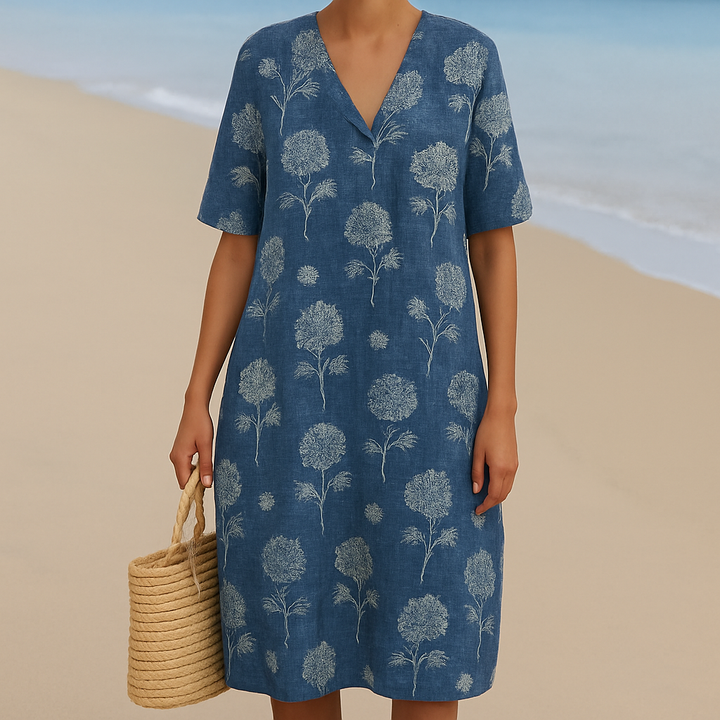 Chelsea™ | Floral Dress in Indigo Blue