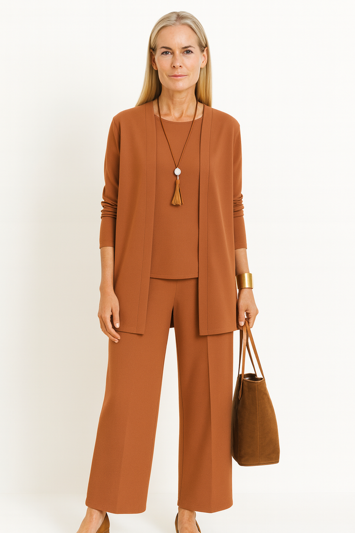 Vera | Women's 3-Piece Cardigan Top Wide Leg Trousers Set