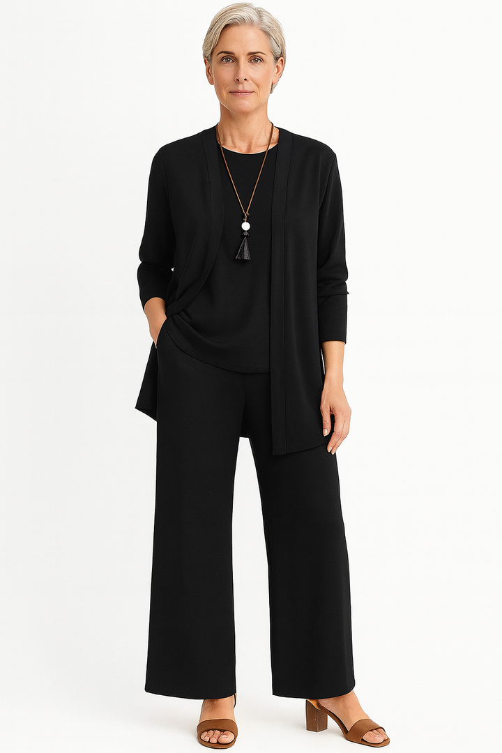 Vera | Women's 3-Piece Cardigan Top Wide Leg Trousers Set