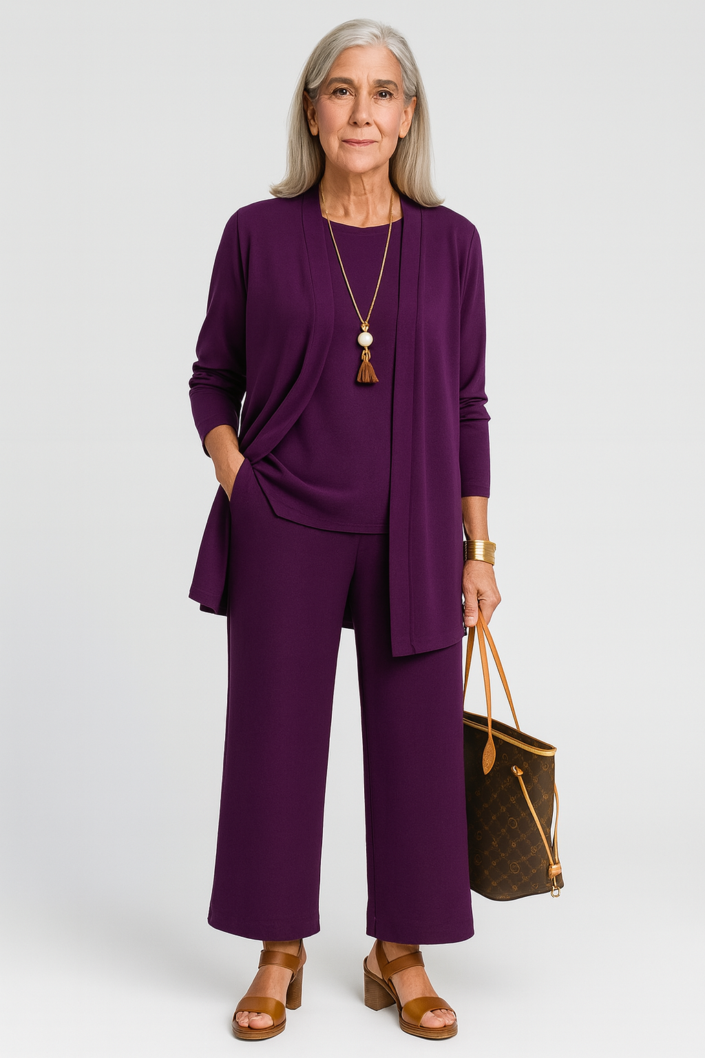 Vera | Women's 3-Piece Cardigan Top Wide Leg Trousers Set