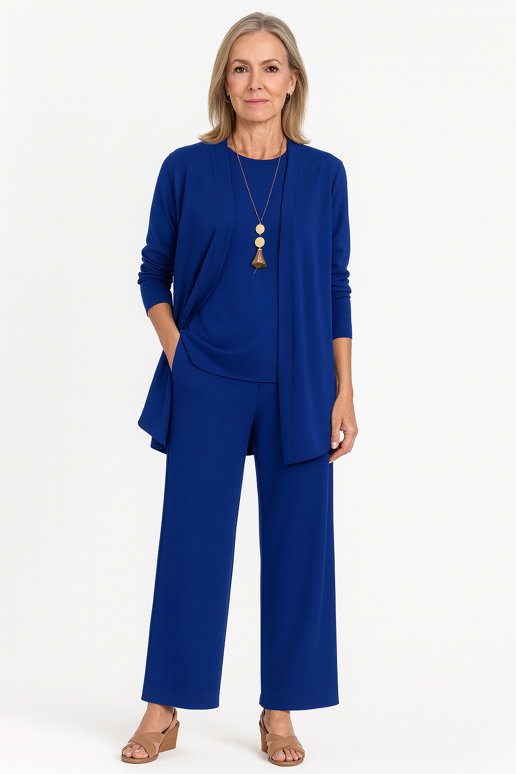 Vera | Women's 3-Piece Cardigan Top Wide Leg Trousers Set