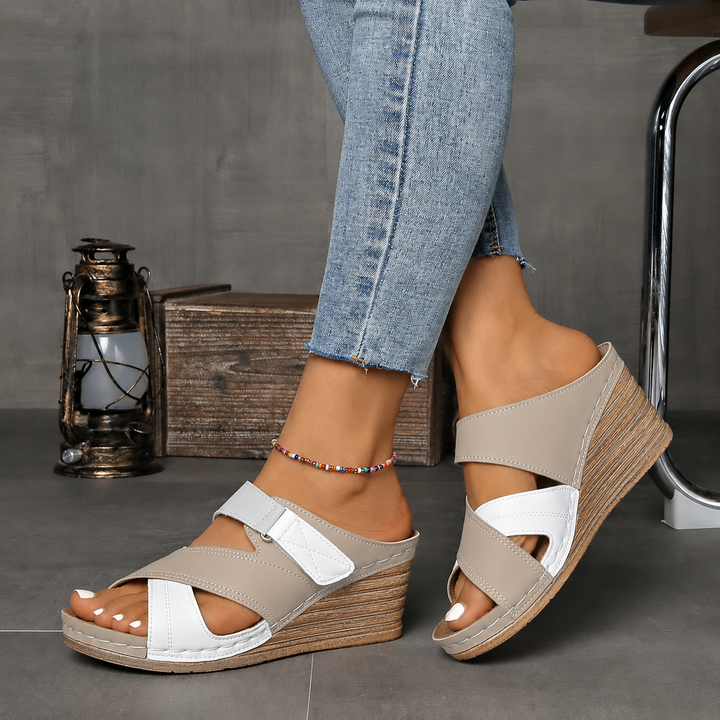 Marina™ | Colorblock Wedge Slides - Comfortable Sandals