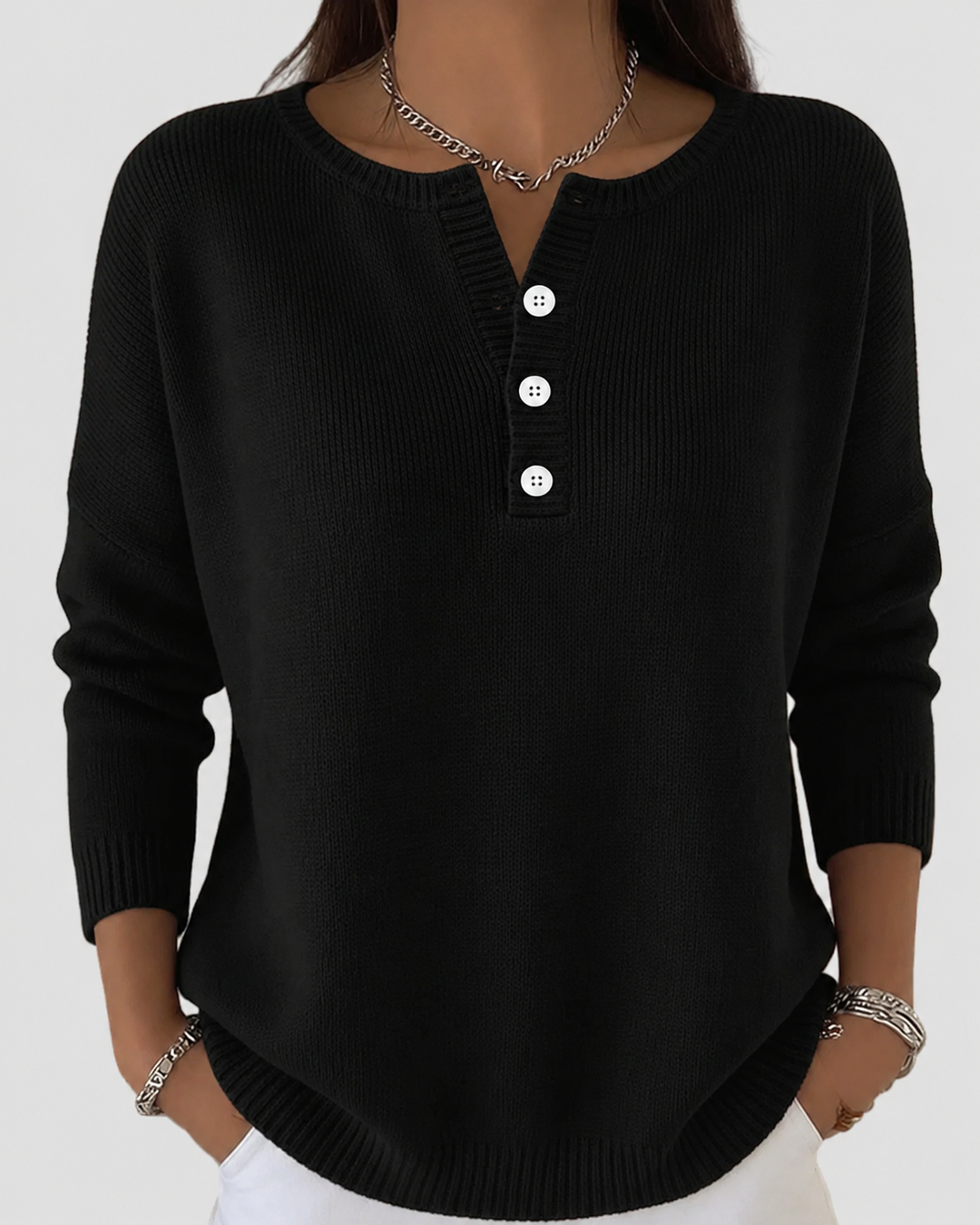 Bronwen | Women's Long Sleeve Henley Sweater