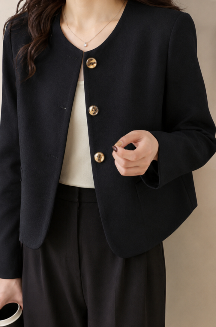 Paloma | Women's Round Neck Cropped Blazer