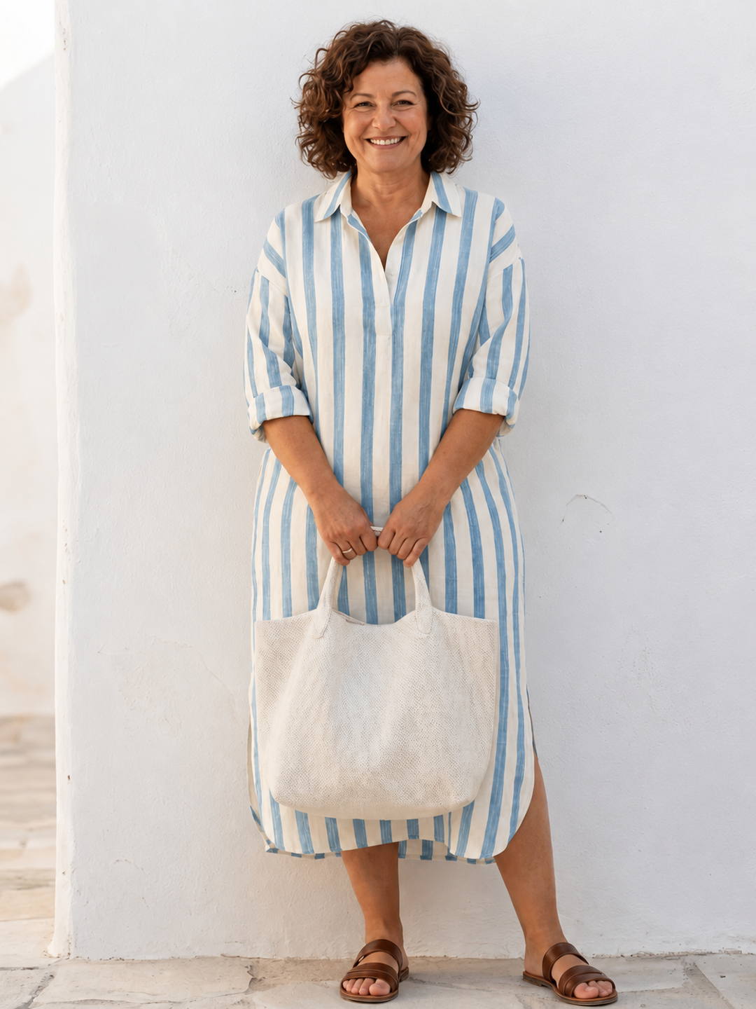 Imara | Women's Striped Midi Shirt Dress