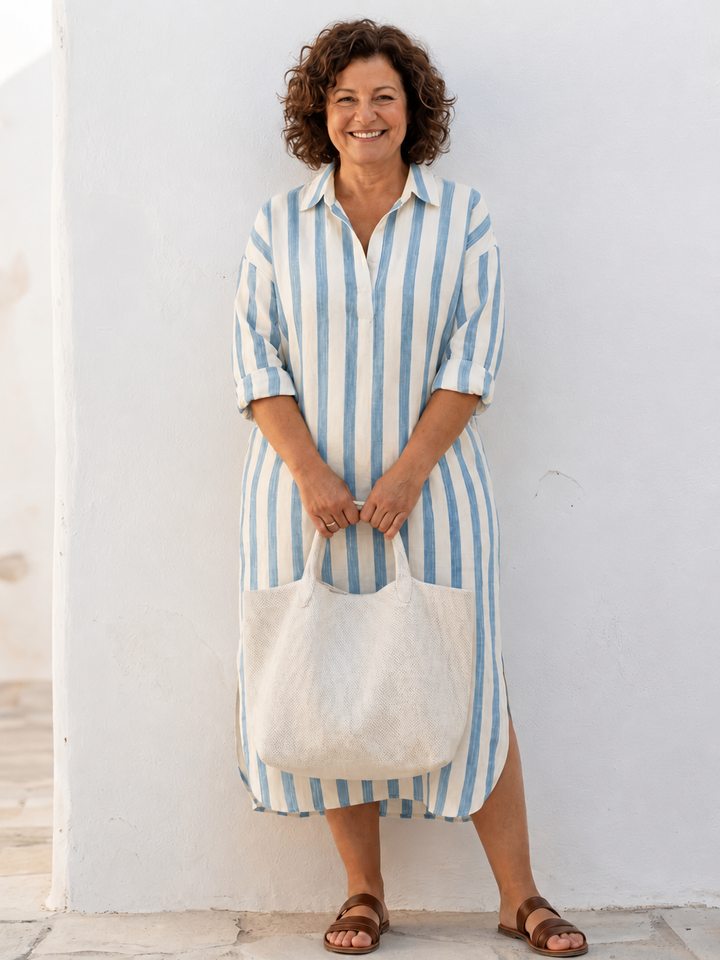 Imara | Women's Striped Midi Shirt Dress