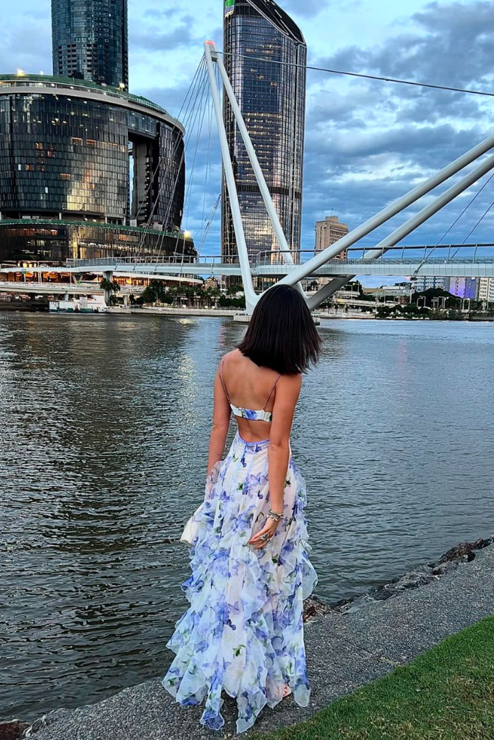 Gloria | Floral Cut-Out Split Beach Maxi Dress