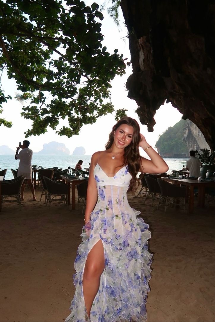 Gloria | Floral Cut-Out Split Beach Maxi Dress