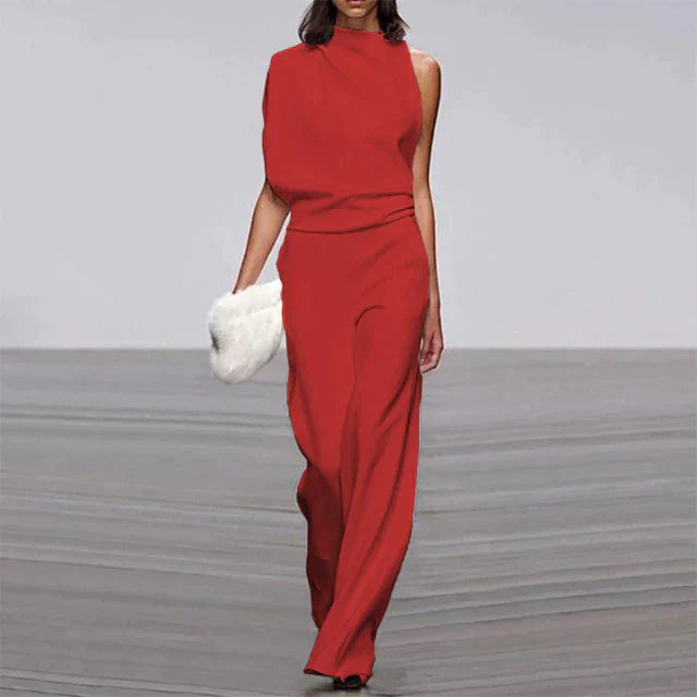 Aria | Women's Sleeveless Wide-Leg Jumpsuit with Mock Neck