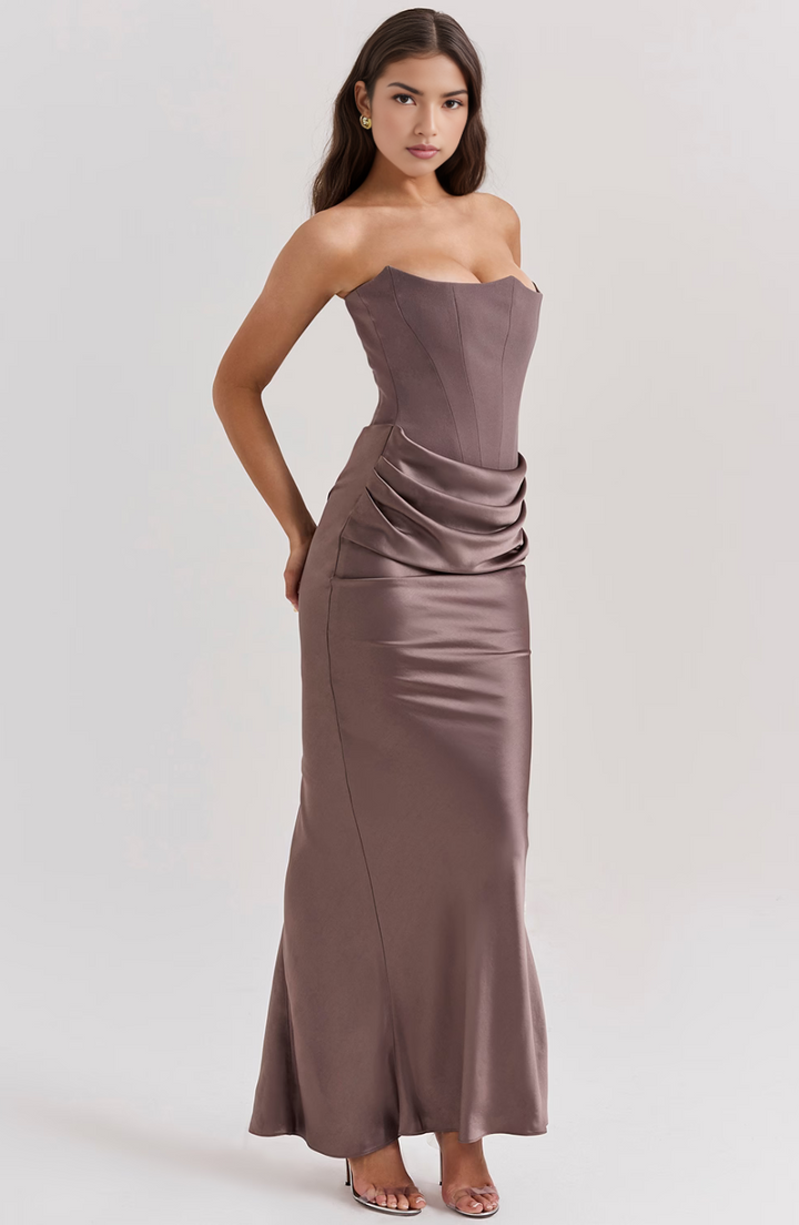 Hera | Elegant Retro Solid Color Strapless Party Dress