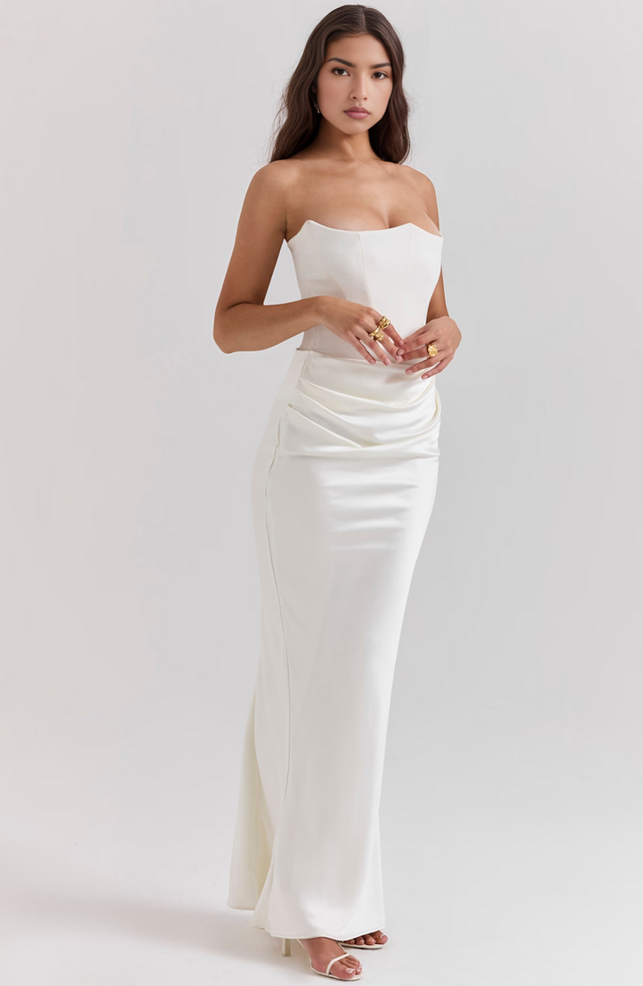 Hera | Elegant Retro Solid Color Strapless Party Dress