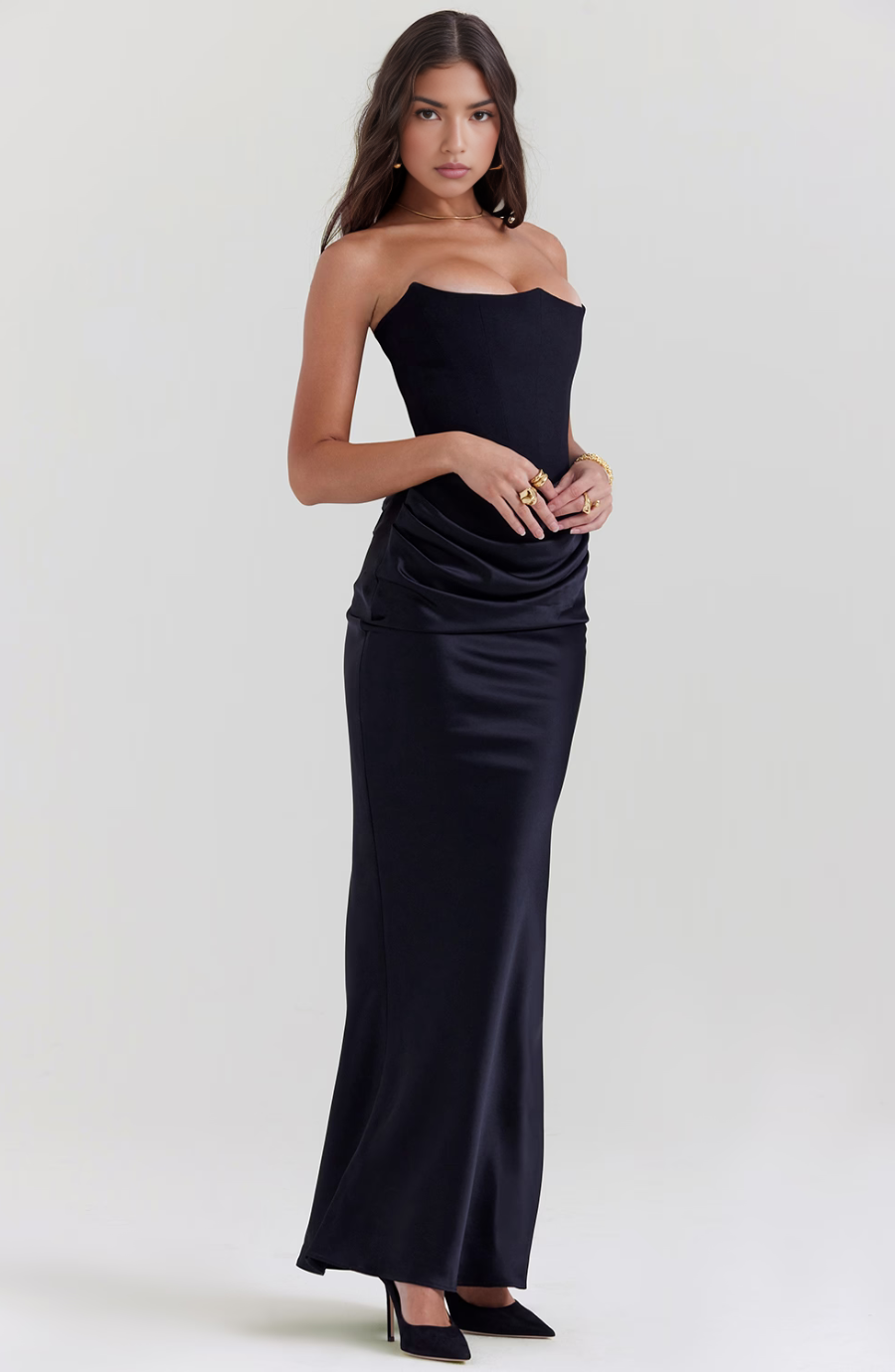 Hera | Elegant Retro Solid Color Strapless Party Dress