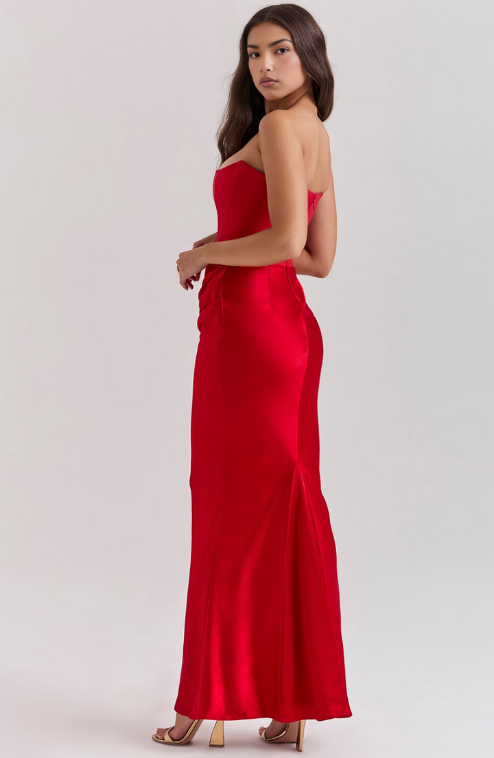 Hera | Elegant Retro Solid Color Strapless Party Dress