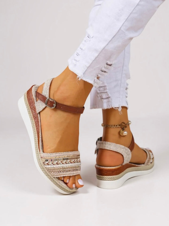 Mila | Beaded Wedge Sandals