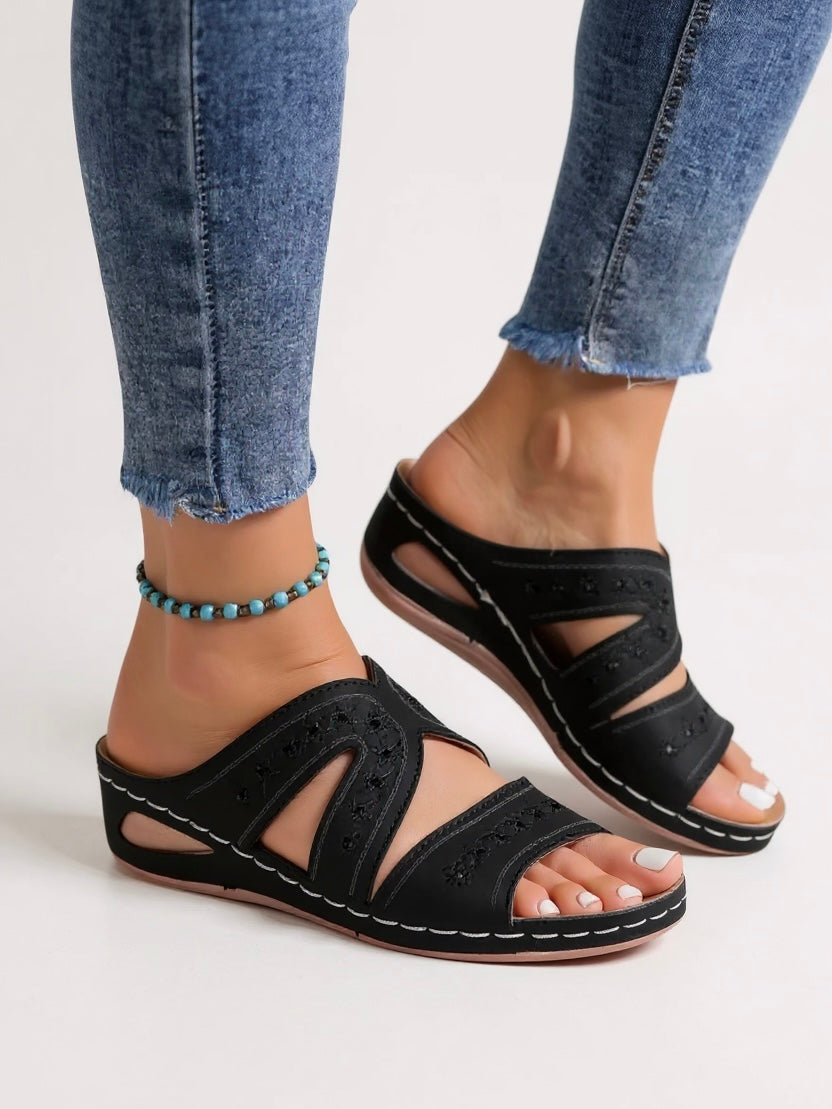 Calla | Embroidered Slide Sandals