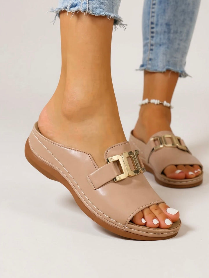 Lena | Gold-Buckle Slides