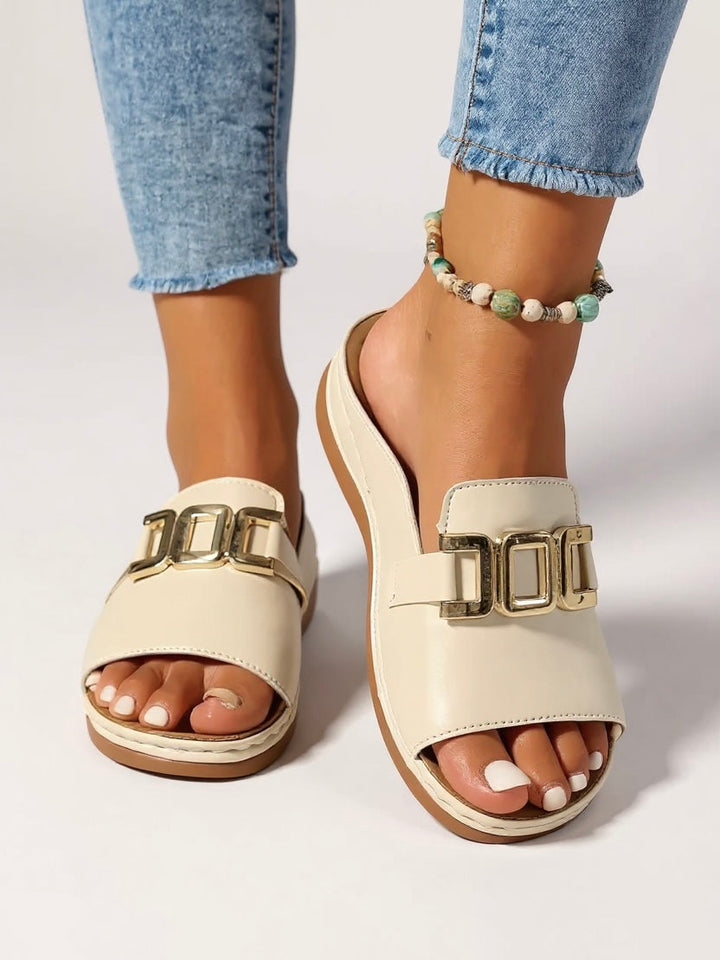 Lena | Gold-Buckle Slides