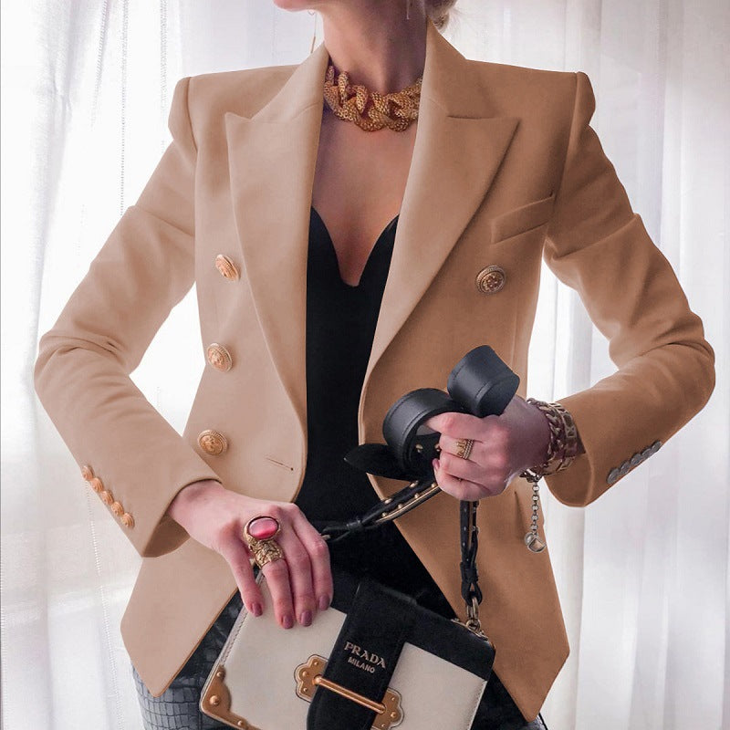 Elan | Women's Double Breasted Blazer Gold Button Tailored Jacket