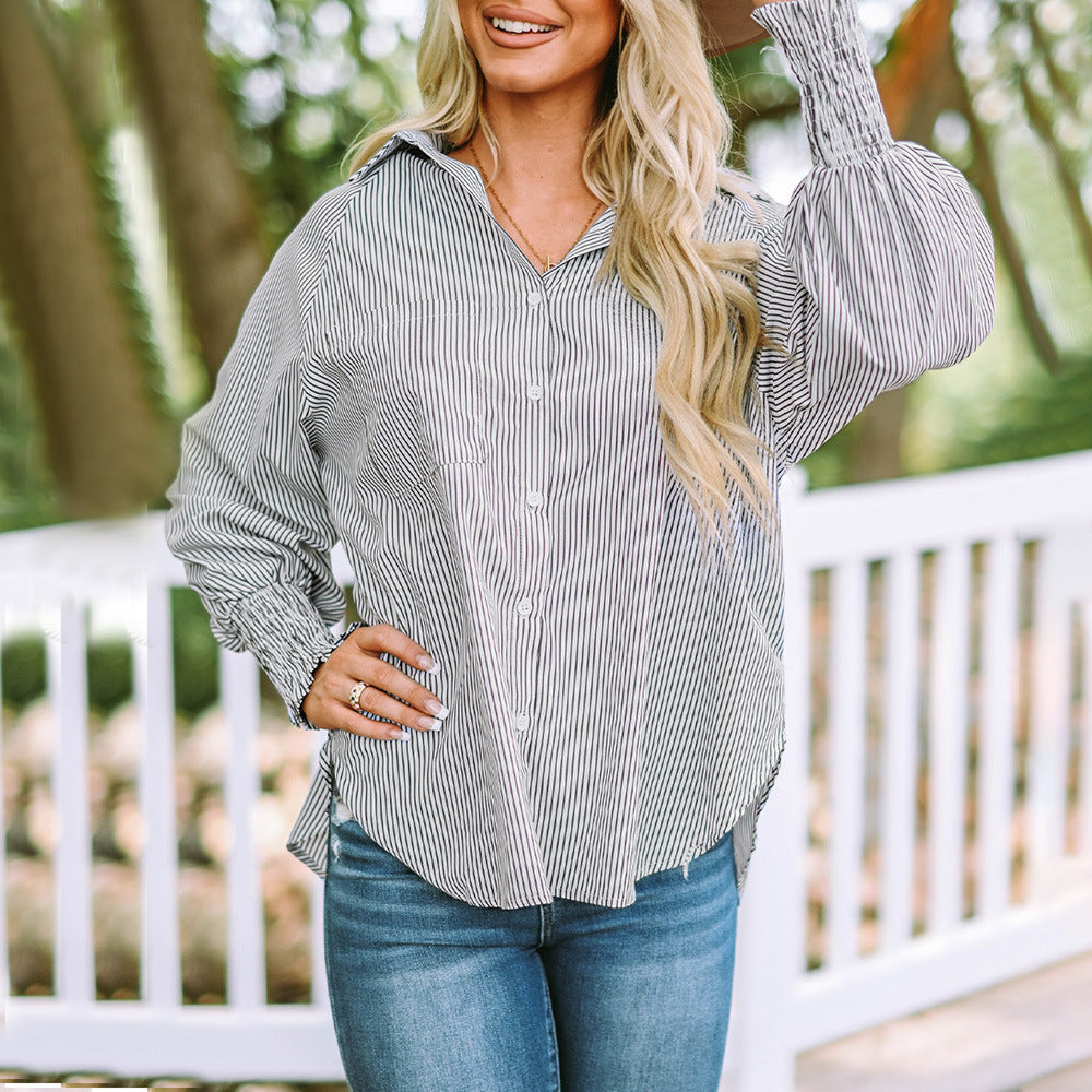 Elsie | Women's Oversized Button Up Shirt Balloon Sleeve Casual Blouse