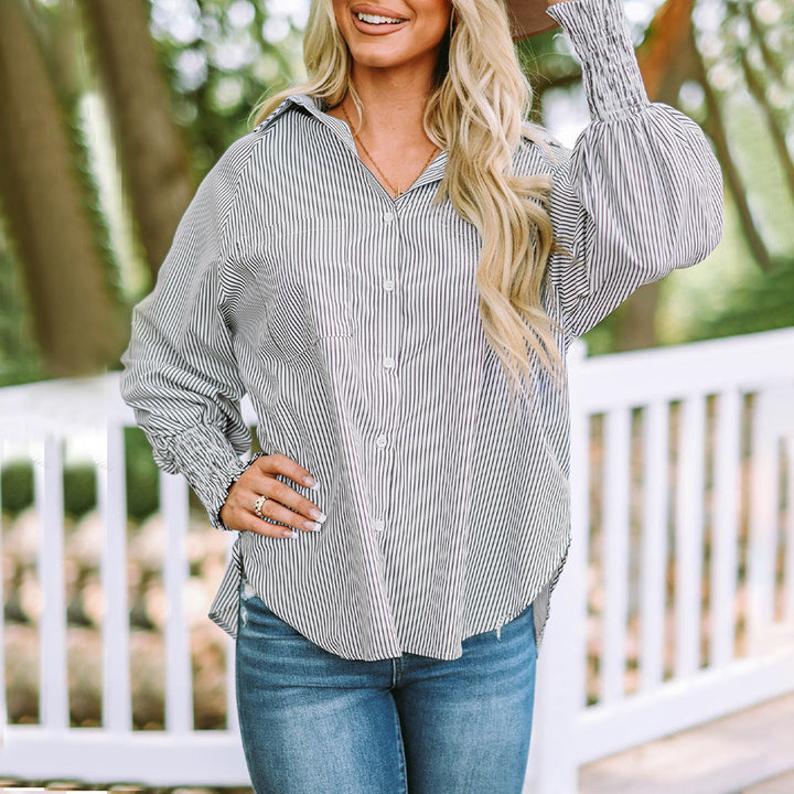 Elsie | Women's Oversized Button Up Shirt Balloon Sleeve Casual Blouse