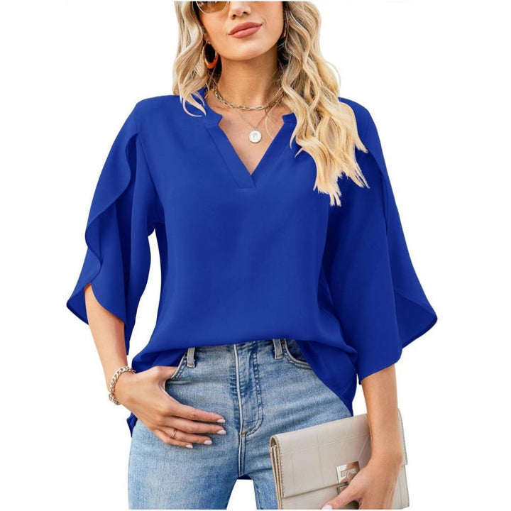Asra | Women's Split Sleeve Chiffon V-Neck Blouse