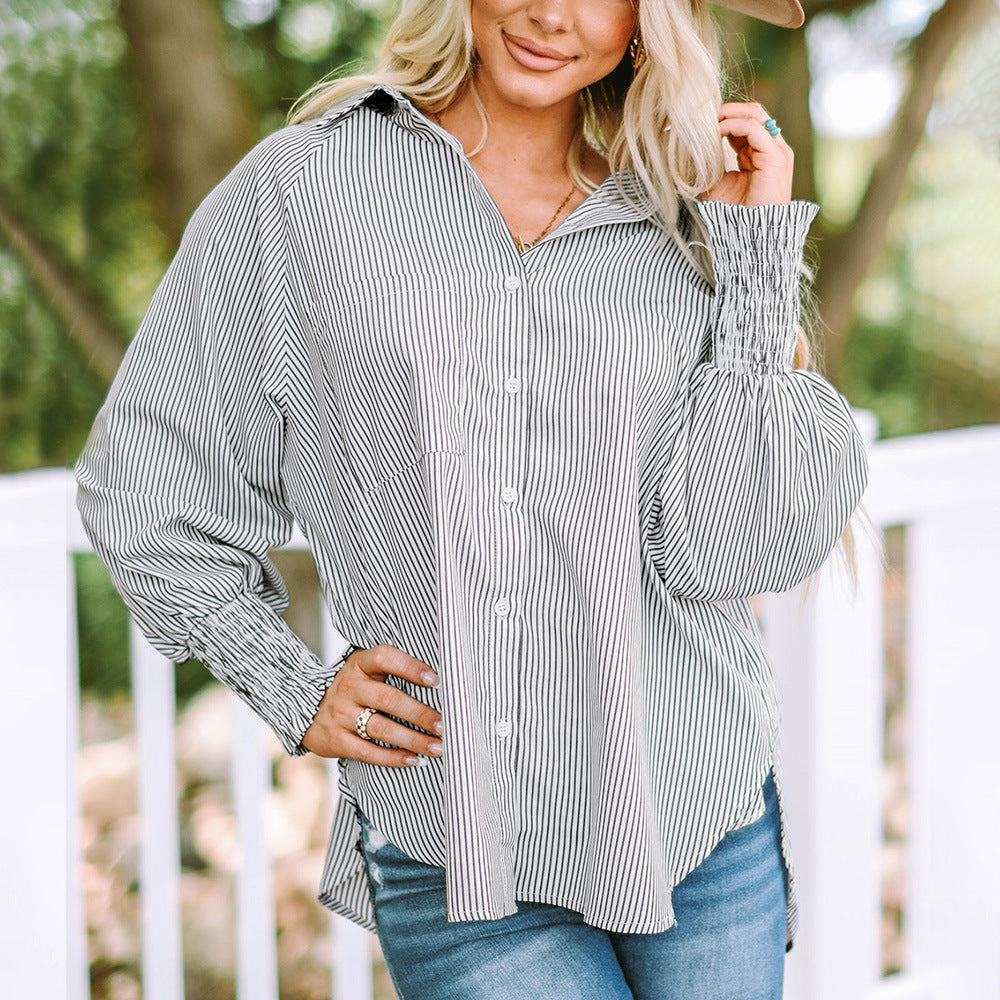 Elsie | Women's Oversized Button Up Shirt Balloon Sleeve Casual Blouse