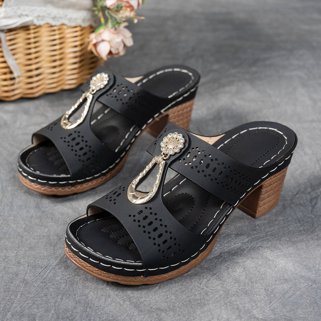 Valeene™ | Orthopedic Rhinestones Heel Sandals