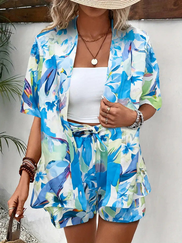 Sunny | Women's 2 Piece Printed Kimono Cardigan and Shorts Set
