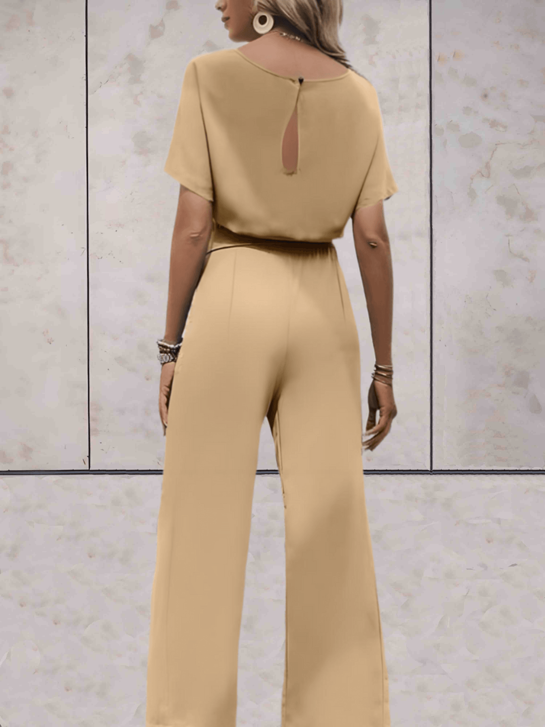 Noa | Women's Wide-Leg Jumpsuit Short Sleeve Belted Casual Playsuit