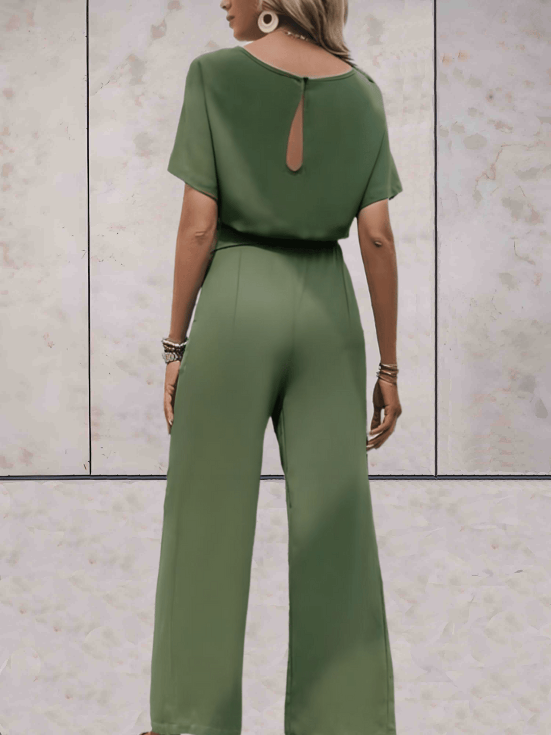 Noa | Women's Wide-Leg Jumpsuit Short Sleeve Belted Casual Playsuit