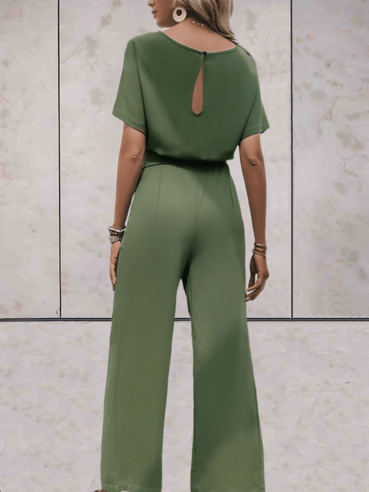 Noa | Women's Wide-Leg Jumpsuit Short Sleeve Belted Casual Playsuit